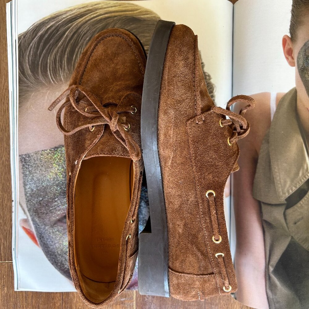 Sezane Caroline Boat Shoe Loafers in Coffee Suede (US9 / FR40)